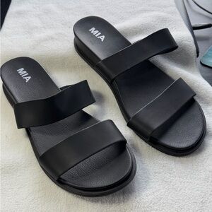 MIA Black Double Strap Sandals